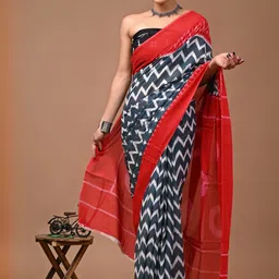 Moda Rapido Women Pure Cotton Printed Ikat Saree-image-60