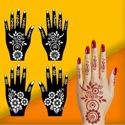 VOORKOMS Set Of 2 Mehndi Design Stencil Sticker-image-14