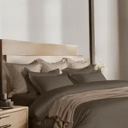 enera Jacquard Brown Cotton 300 TC Breathable Fine King Bedsheet & Pillow Covers 107"x107"-picture-42