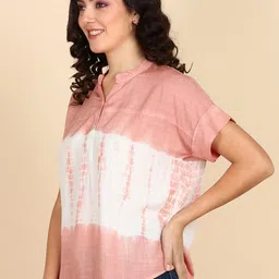 CORSICA Tie and Dye Dyed Mandarin Collar Top image 2