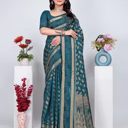 Pionex Woven Design Zari Pure Georgette Banarasi Saree-picture-18