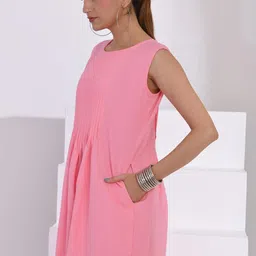 SIDDHO HUM Women Round Neck Cotton Fit and Flare Dress image 3