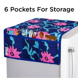 E-Retailer 6Pc Blue & Pink Printed Waterproof 3-Layered Refrigerator Covers With Pockets image 2