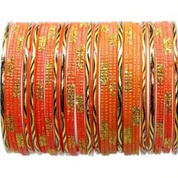 Shasmi Orange Glass Artificial Stones & Beads Bangle-picture-31
