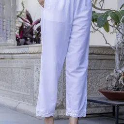 Pistaa Mandarin Collar Pure Cotton A-Line Kurta With Palazzos image 3