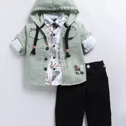 LITTLE COLLARS Boys Printed T-shirt and Shirt with Trousers-picture-12