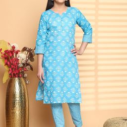 Bholukart Girls Floral Printed Kurta with Trousers-picture-19
