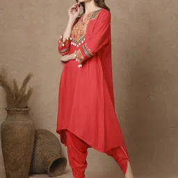 FASHOR Women Ethnic Motifs Printed Regular Beads and Stones Kurta with Dhoti Pants image 4