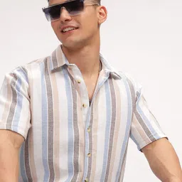 GRITSTONES Men Smart Opaque Striped Casual Shirt-image-68