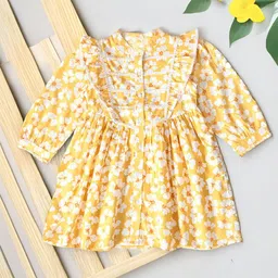 BAESD Girls Floral Printed Cotton Fit & Flare Dress-image-9