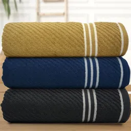 Myntra Elegant Homes Brown & Navy Blue 3 Pieces Cotton 400 GSM Bath Towel-picture-39
