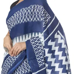 Craft Musium Geometric Printed Pure Cotton Saree With Unstitched Blouse Piece image 2