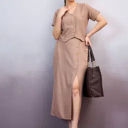 Athena Immutable V-Neck Linen Top With Skirt image 4