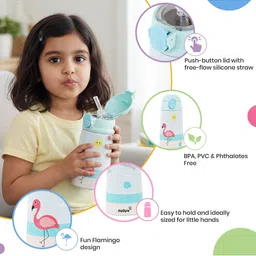 Nuluv Blue & Yellow Single Stainless Steel Cartoon Characters Smart Vacuum Water Bottle image 5