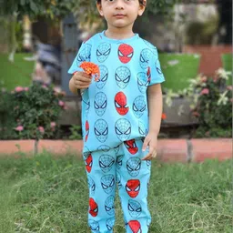 ALANTA Unisex Kids Printed T-shirt with Pyjamas-picture-56