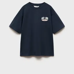 Mango Kids Boys Typography Printed Drop-Shoulder Sleeves Pure Cotton T-shirt-picture-17
