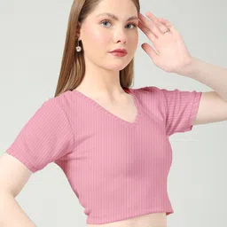 HEAST Women V-Neck Solid Crop Top-picture-16