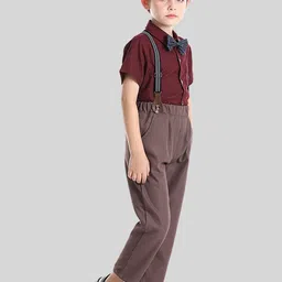 LULU & SKY Boys Button Up Shirt With Suspender Trousers image 3