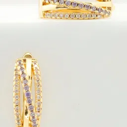 MAHTTAB Gold Plated Rhinestone Studded Half Hoop Earrings image 3