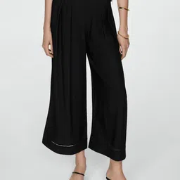 MANGO Women Wide Leg Cropped Trousers-picture-43