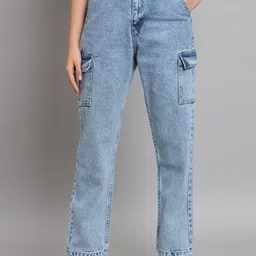 Zaahii Women Straight Fit High-Rise Low Distress Heavy Fade Jeans-image-9