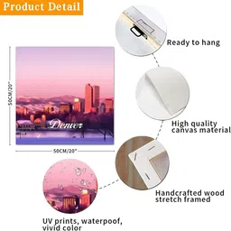 Myntra Elegant Homes Grey & Orange Colored Tajmahal Printed Canvas Wall Art image 3