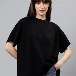 URBANICE Round Neck Drop-Shoulder Sleeves Oversized Cotton T-shirt-picture-20