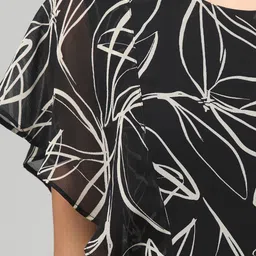 Hive91 Women Abstract Print Flutter Sleeve Fit and Flare Maxi Dress image 3