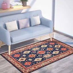 presto Blue Traditional Polyester 3 ft x 5 ft Machine made Carpet image 1