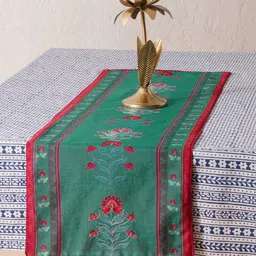 JAYPORE Blue & Red Floral Printed Table Runner-picture-11