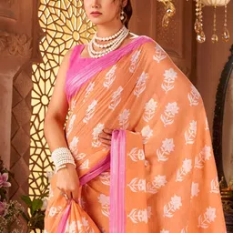 Anouk Floral Block Print Saree image 2