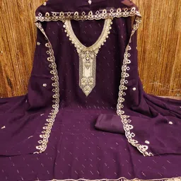 KALINI Embroidered Unstitched Dress Material image 3