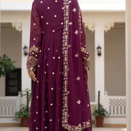 ambeshoppers Embroidered Georgette Stitched Anarkali Gown image 2