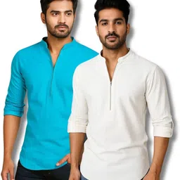 mahiran Pack of 2 Men Solid Pure Cotton Straight Kurta-picture-32