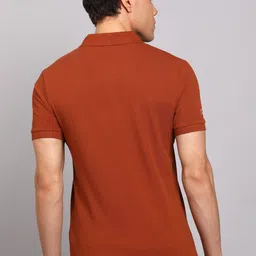 u.s. polo assn. denim co. Men Solid Polo Neck Pure Cotton Brown T-Shirt image 4