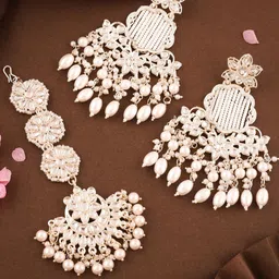 Anouk Rose Gold-Plated Kundan-Studded & Beaded Jewellery Set image 1