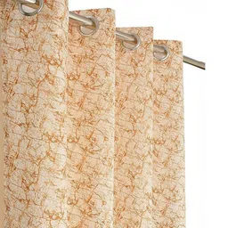 LUZDECOR Gold-Toned Printed Velvet 2 Pieces Long Door Black Out Eyelet Curtains 108"x84" image 4