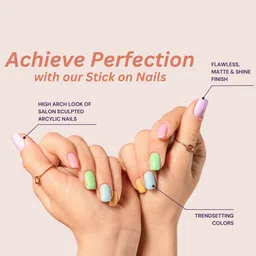 Sanfe  Set Of 24 Press On Artificial Nails - Gold image 4