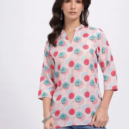 Anouk Rustic Floral Printed Mandarin Collar Straight Kurti image 3