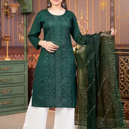 Aarika Girls Ethnic Motifs Striped Mirror Work Kurta-image-23