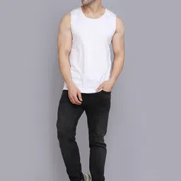 SLOWLORIS Pack of 2 Printed Combed Cotton Vest VSL26 CMB(CHS MAROON)(PLAIN WHITE) image 2