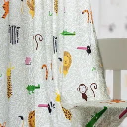 Tranquebar Home White & Orange 2 Pieces Abstract Printed Room Darkening Long Door Curtains image 5