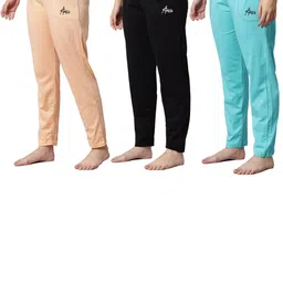 trendy world Pack of 3 Women Cotton Regular Fit Pyjama with Side Pockets-picture-41