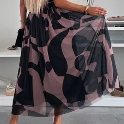 JC Mode Printed Pleated Flared Midi Skirt image 5