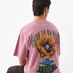 RARE RABBIT Men Graphic Printed Round Neck Cotton Oversized T-shirt image 1