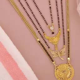 Bhanu diam Gold-Plated Brass Mangalsutra-picture-10