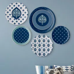 nestroots Blue & White Ceramic Printed Wall Plate Decor-image-84