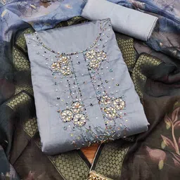 KALINI Embellished Unstitched Dress Material-picture-21