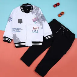 V-Mart Boys Printed Mandarin Collar Pure Cotton Shirt with Trousers-picture-30