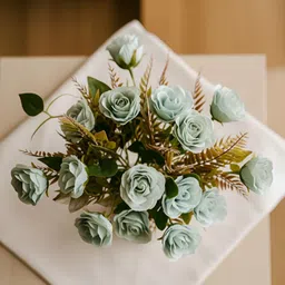 ARTSY Blue 2 Pieces Rose Artificial Flowers image 5